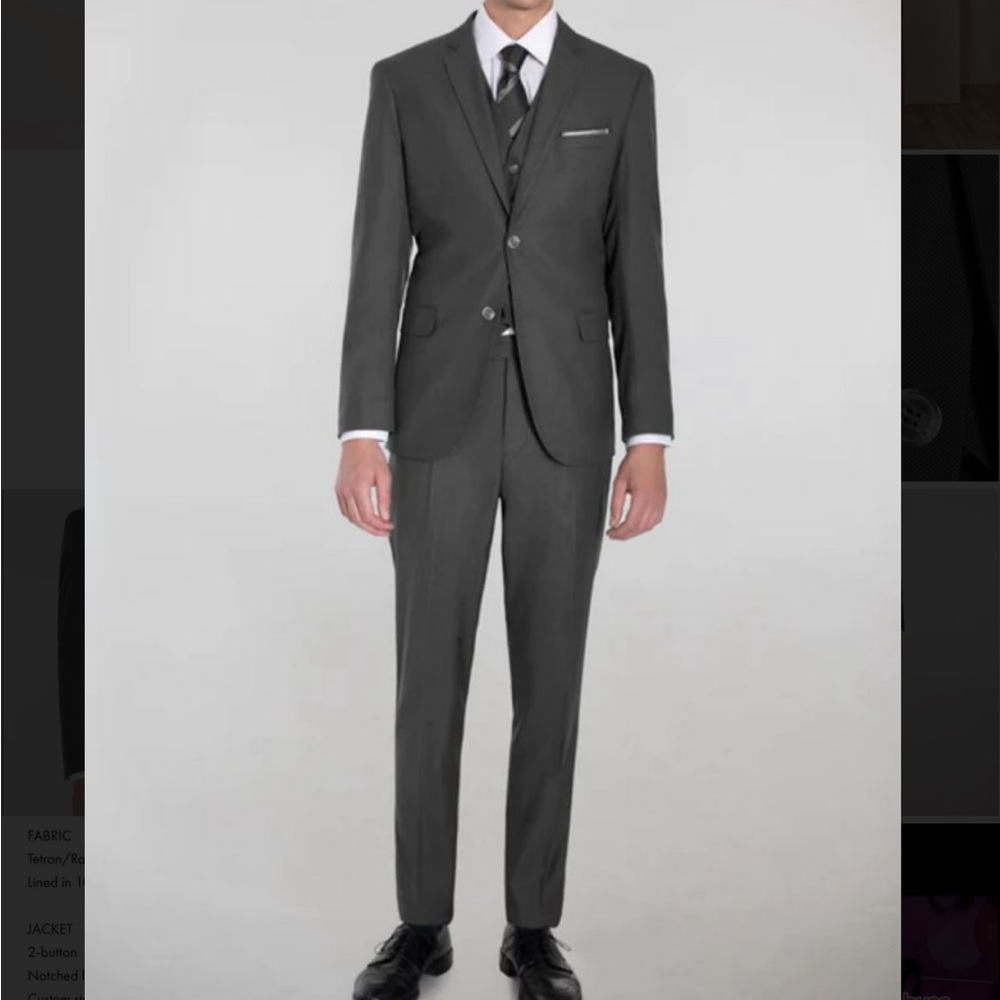 Alain Dupetit Grey Birdseye Three Piece Suit